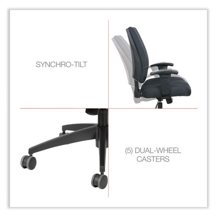 Alera Wrigley Series High Performance Mid-Back Synchro-Tilt Task Chair, Supports 275 Lb, 17.91" To 21.88" Seat Height, Black