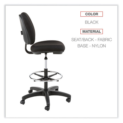 Alera Interval Series Swivel Task Stool, Supports Up To 275 Lb, 23.93" To 34.53" Seat Height, Black Fabric