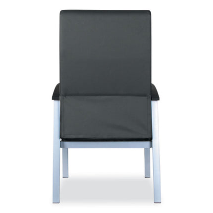 Alera metaLounge Series High-Back Guest Chair, 24.6" x 26.96" x 42.91", Black Seat, Black Back, Silver Base