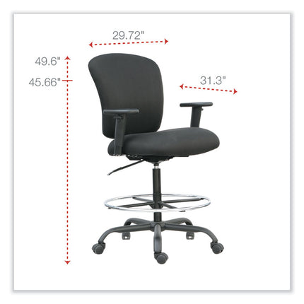 Alera Mota Series Big And Tall Stool, Supports Up To 450 Lb, 28.74" To 32.67" Seat Height, Black