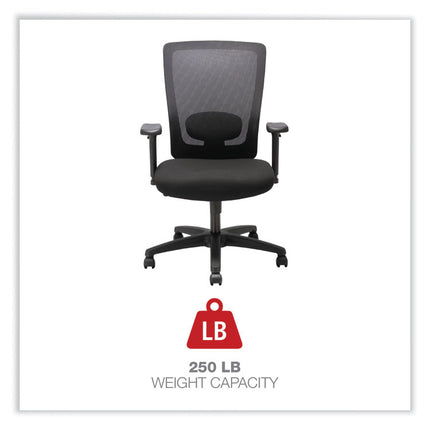 Alera Envy Series Mesh High-Back Multifunction Chair, Supports Up To 250 Lb, 16.88" To 21.5" Seat Height, Black