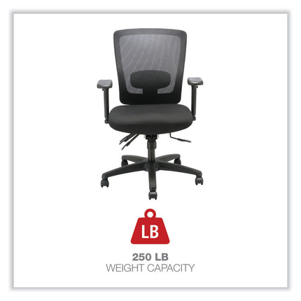Alera Envy Series Mesh Mid-Back Multifunction Chair, Supports Up To 250 Lb, 17" To 21.5" Seat Height, Black