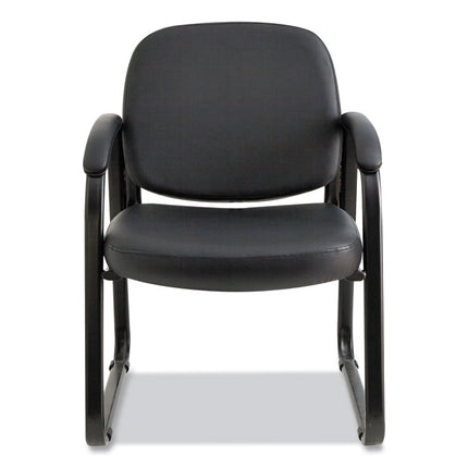 Alera Genaro Series Faux Leather Half-Back Sled Base Guest Chair, 25" x 24.80" x 33.66", Black Seat, Black Back, Black Base