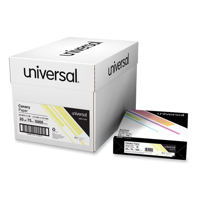 Deluxe Colored Paper, 20 lb Bond Weight, 8.5 x 11, Canary, 500 Sheets/Ream, 10 Reams/Carton