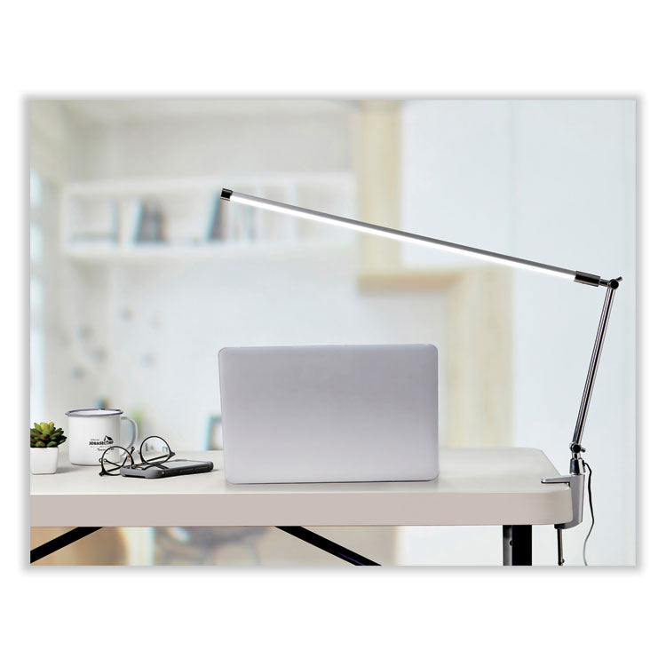 Modern LED Clamp Desk Lamp, 15.7" High, Silver