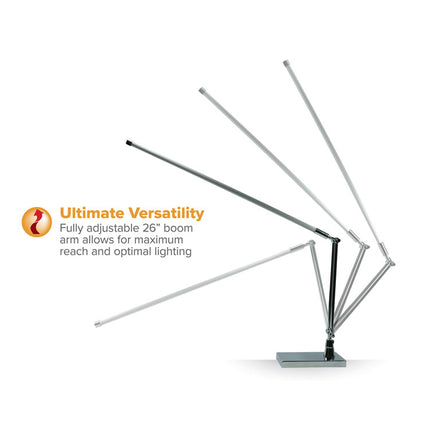 Modern LED Clamp Desk Lamp, 15.7" High, Silver