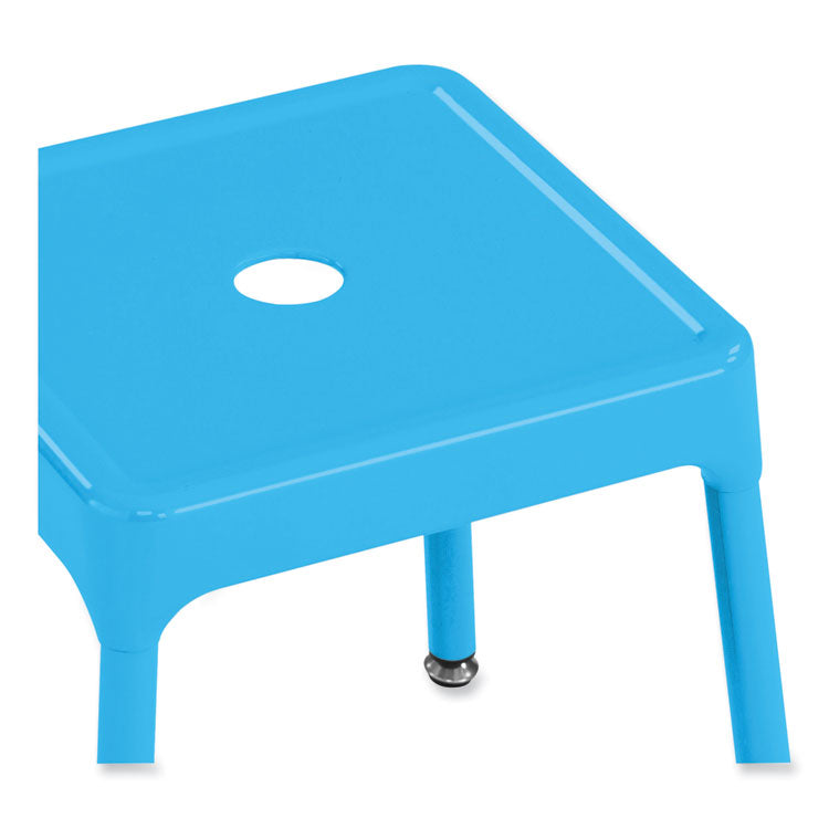 Steel Bar Stool, Backless, Supports Up to 275 lb, 29" Seat Height, Baby Blue Seat, Baby Blue Base