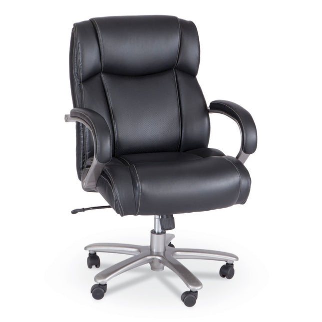 Lineage Big and Tall Mid Back Task Chair 28" Back, Supports Up to 400 lb, 21.5" - 25.25" Seat Height, Black Seat, Chrome Base