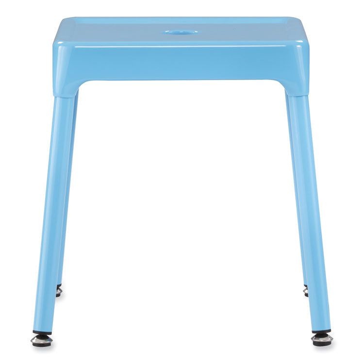 Steel Guest Stool, Backless, Supports Up to 275 lb, 15" to 15.5" Seat Height, Baby Blue Seat, Baby Blue Base