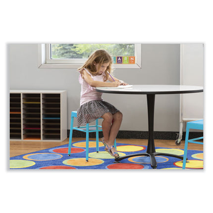 Steel GuestBistro Stool, Backless, Supports Up to 250 lb, 18" Seat Height, Baby Blue Seat, Baby Blue Base
