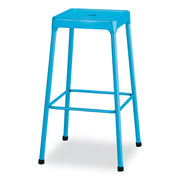 Steel Bar Stool, Backless, Supports Up to 275 lb, 29" Seat Height, Baby Blue Seat, Baby Blue Base