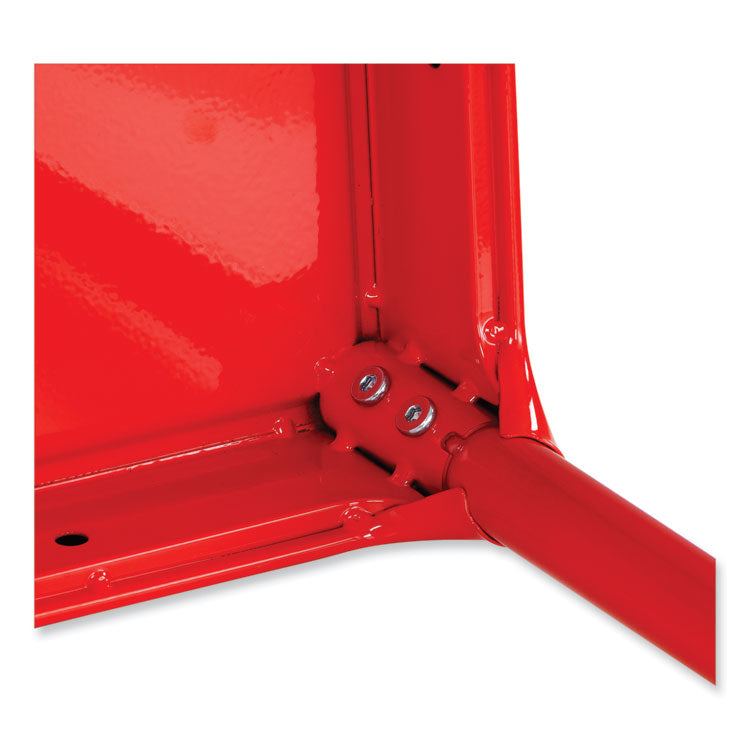 Steel Guest Stool, Backless, Supports Up to 275 lb, 15" to 15.5" Seat Height, Red Seat, Red Base