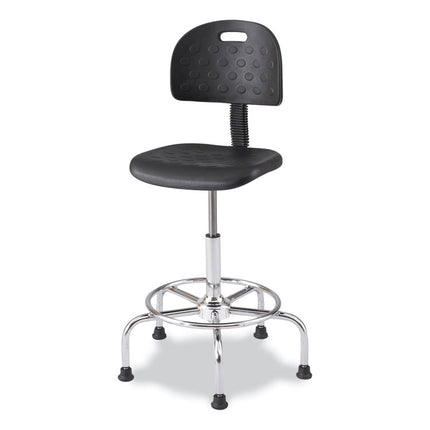 Workfit Economy Industrial Chair, Supports Up to 400 lb, 22" to 30" Seat Height, Black Seat, Black Back, Silver Base