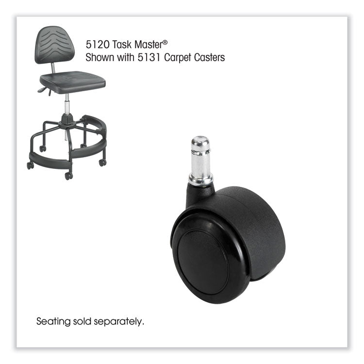 Task Master Carpet Casters, 2" Wheel, Black, 5/Set