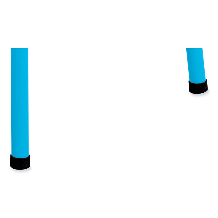 Steel Counter Stool, Backless, Supports Up to 250 lb, 25" Seat Height, Baby Blue Seat, Baby Blue Base