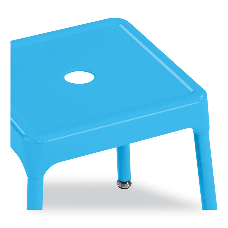 Steel Counter Stool, Backless, Supports Up to 250 lb, 25" Seat Height, Baby Blue Seat, Baby Blue Base