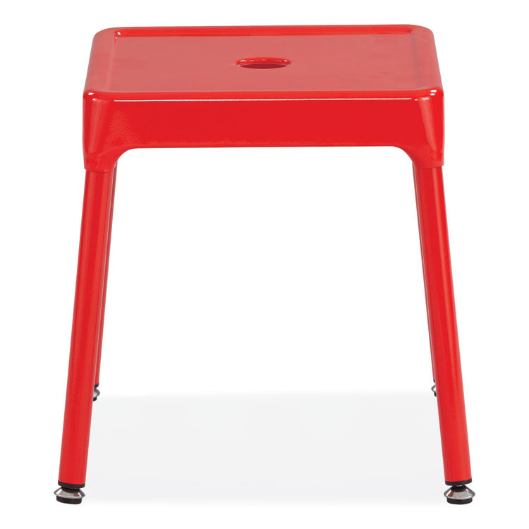 Steel Guest Stool, Backless, Supports Up to 275 lb, 15" to 15.5" Seat Height, Red Seat, Red Base