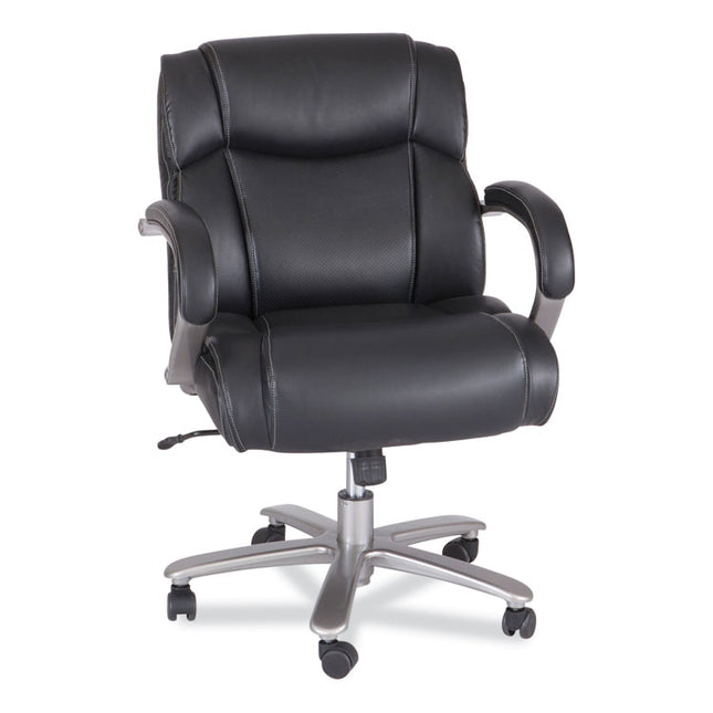 Lineage Big and Tall Mid Back Task Chair 24.5" Back, Supports 350 lb, 19.5" to 23.25" Seat Height, Black Seat, Chrome Base
