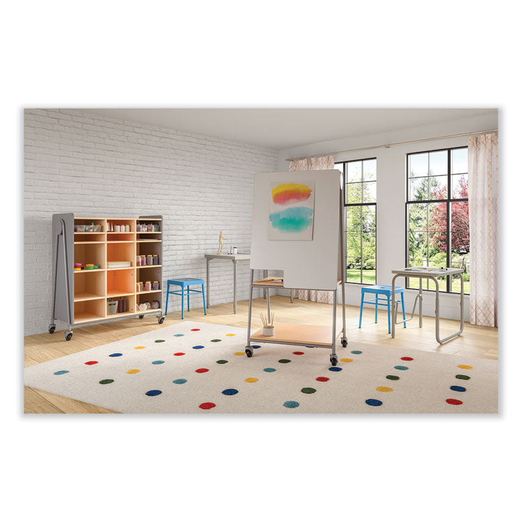 Steel GuestBistro Stool, Backless, Supports Up to 250 lb, 18" Seat Height, Baby Blue Seat, Baby Blue Base