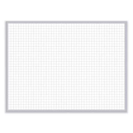1 x 1 Grid Magnetic Whiteboard, 48.5" x 36.5", White/Gray Surface, Satin Aluminum Frame