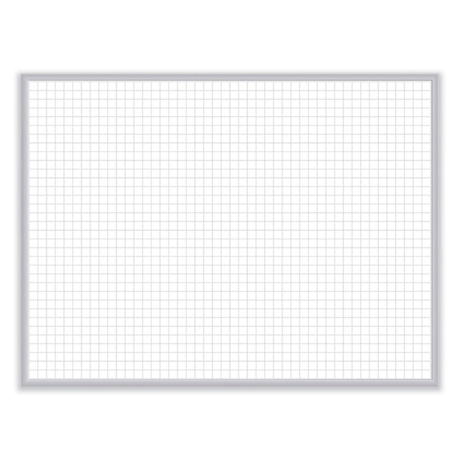 1 x 1 Grid Magnetic Whiteboard, 48.5" x 36.5", White/Gray Surface, Satin Aluminum Frame