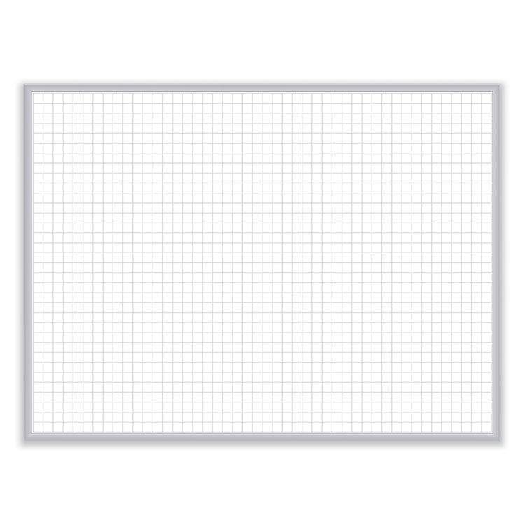 1 x 1 Grid Magnetic Whiteboard, 48.5" x 36.5", White/Gray Surface, Satin Aluminum Frame