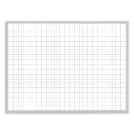 1 x 1 Grid Magnetic Whiteboard, 36" x 24", White/Gray Surface, Satin Aluminum Frame