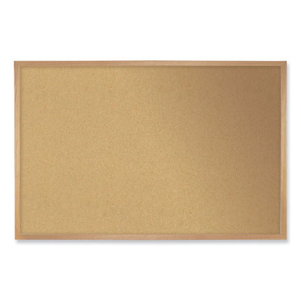 Natural Cork Bulletin Board with Wood Frame, 24" x 18", Tan Surface, Oak Finished Wood Frame