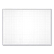 1 x 1 Grid Magnetic Whiteboard, 72.5" x 48.5", White/Gray Surface, Satin Aluminum Frame