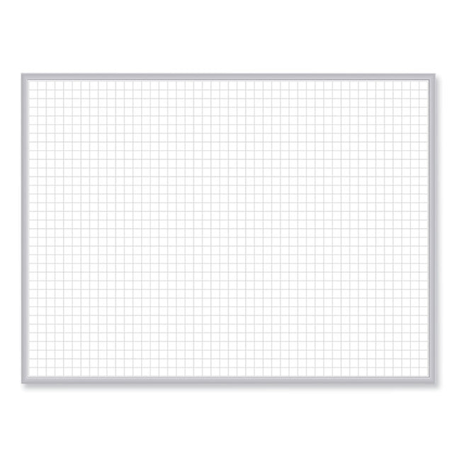 1 x 1 Grid Magnetic Whiteboard, 72.5" x 48.5", White/Gray Surface, Satin Aluminum Frame