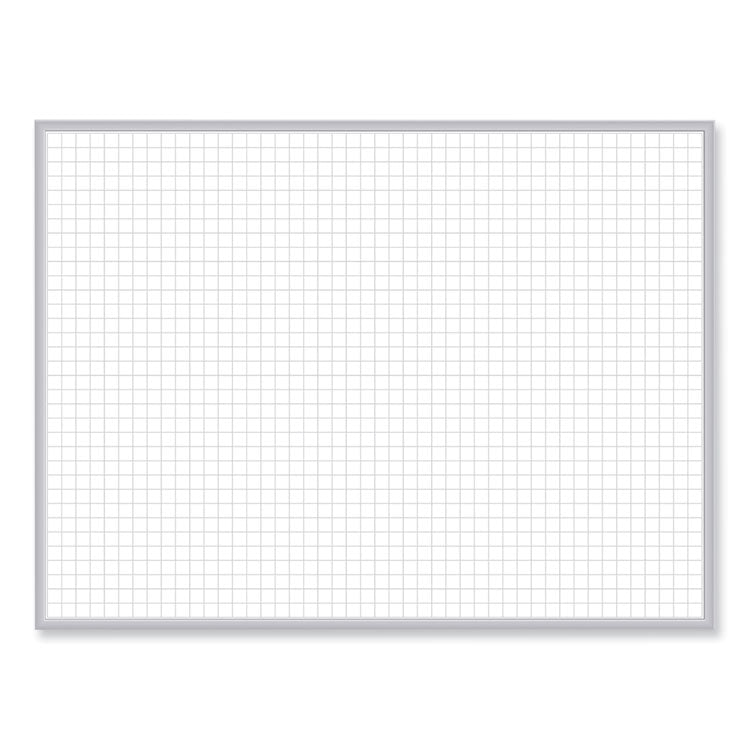 1 x 1 Grid Magnetic Whiteboard, 72.5" x 48.5", White/Gray Surface, Satin Aluminum Frame