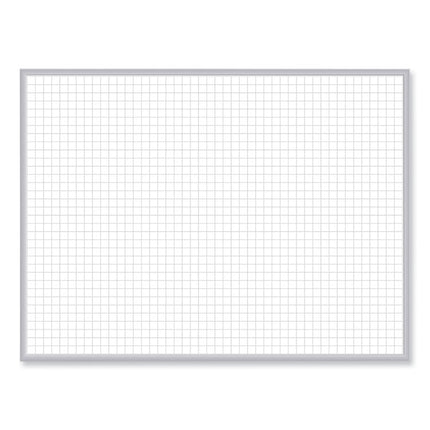 1 x 1 Grid Magnetic Whiteboard, 96.5" x 48.5", White/Gray Surface, Satin Aluminum Frame