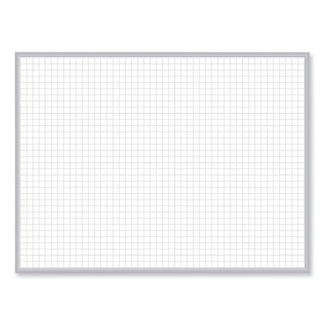 1 x 1 Grid Magnetic Whiteboard, 96.5" x 48.5", White/Gray Surface, Satin Aluminum Frame
