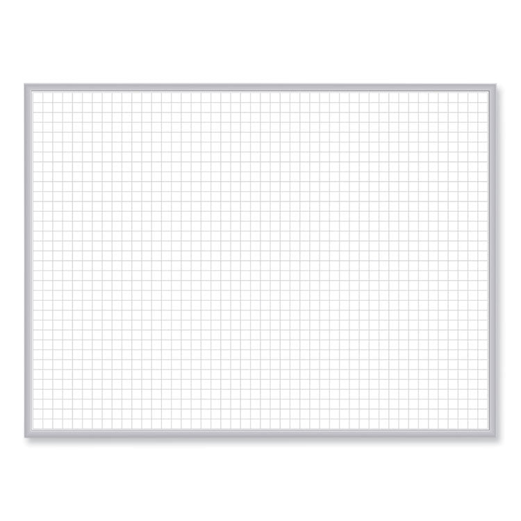 1 x 1 Grid Magnetic Whiteboard, 96.5" x 48.5", White/Gray Surface, Satin Aluminum Frame
