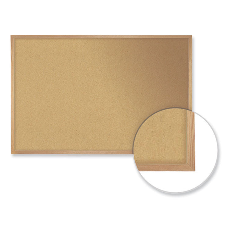 Natural Cork Bulletin Board with Wood Frame, 36" x 24", Tan Surface, Oak Finished Wood Frame
