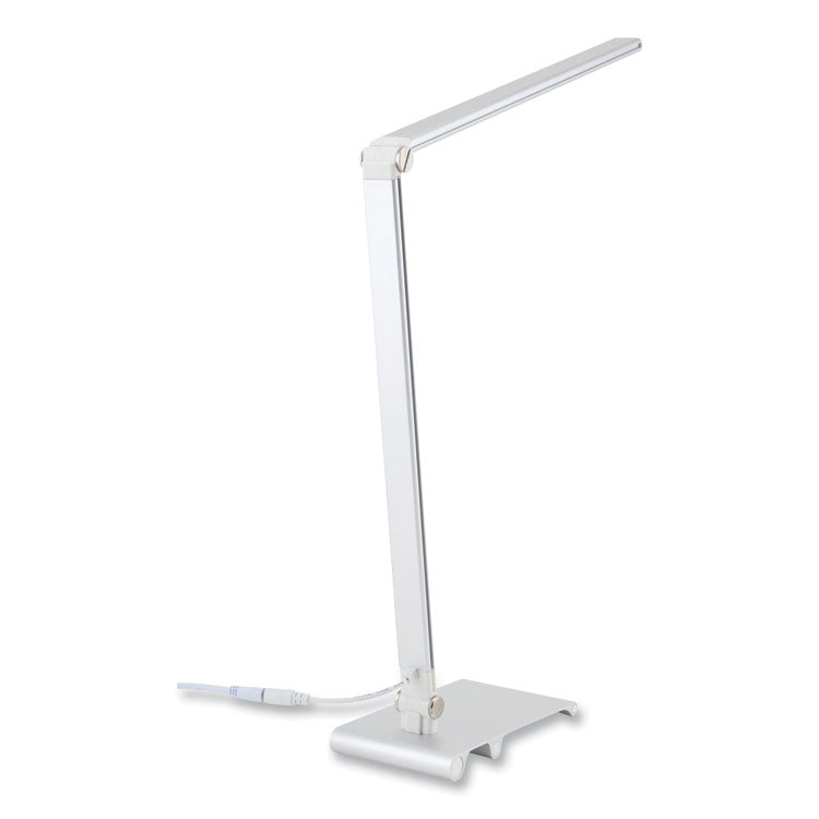 LED Desk Lamp with Dimmer, 2-Point Adjustable Neck, 15" High, Silver