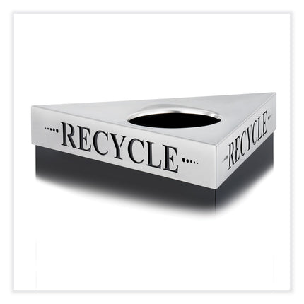Trifecta Waste Receptacle Lid. Laser Cut "RECYCLE" Inscription, 20w x 20d x 3h, Stainless Steel