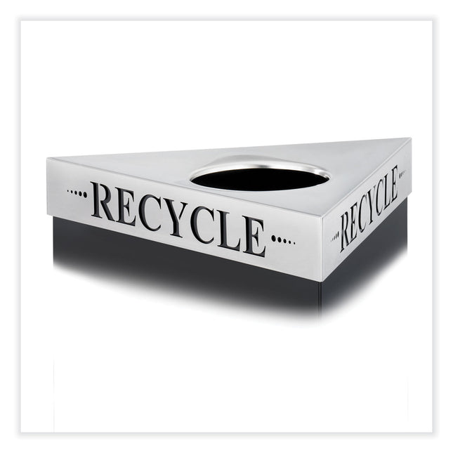 Trifecta Waste Receptacle Lid. Laser Cut "RECYCLE" Inscription, 20w x 20d x 3h, Stainless Steel