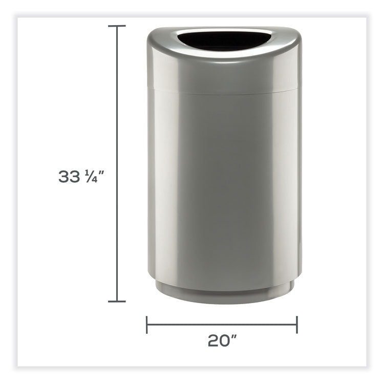 Open Top Round Waste Receptacle, 30 gal, Steel, Silver