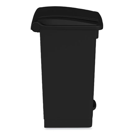 Plastic Step-On Receptacle, 12 gal, Plastic, Black