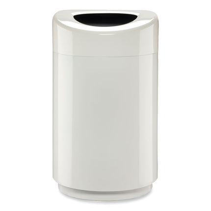 Open Top Round Waste Receptacle, 30 gal, Steel, White