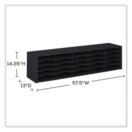 E-Z Sort Sorter Module, 20 Compartments, 57.5 x 13 x 14.25, Black