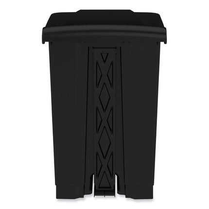 Plastic Step-On Receptacle, 12 gal, Plastic, Black