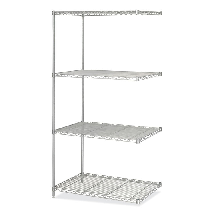 Industrial Add-On Unit, Four-Shelf, 36w x 24d x 72h, Steel, Metallic Gray