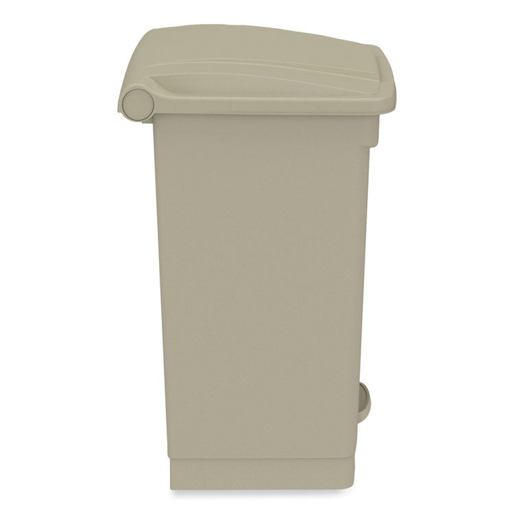 Plastic Step-On Receptacle, 12 gal, Plastic, Tan