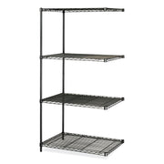 Industrial Add-On Unit, Four-Shelf, 36w x 24d x 72h, Steel, Black