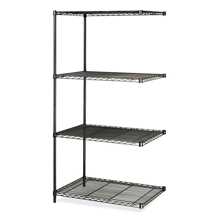 Industrial Add-On Unit, Four-Shelf, 36w x 24d x 72h, Steel, Black