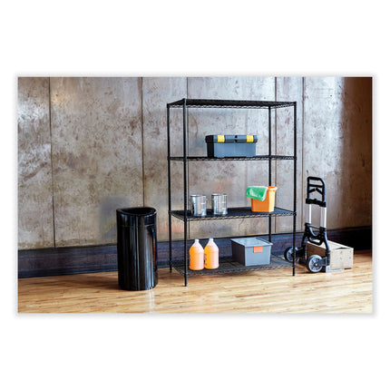 Open Top Oval Waste Receptacle, 14 gal, Steel, Black