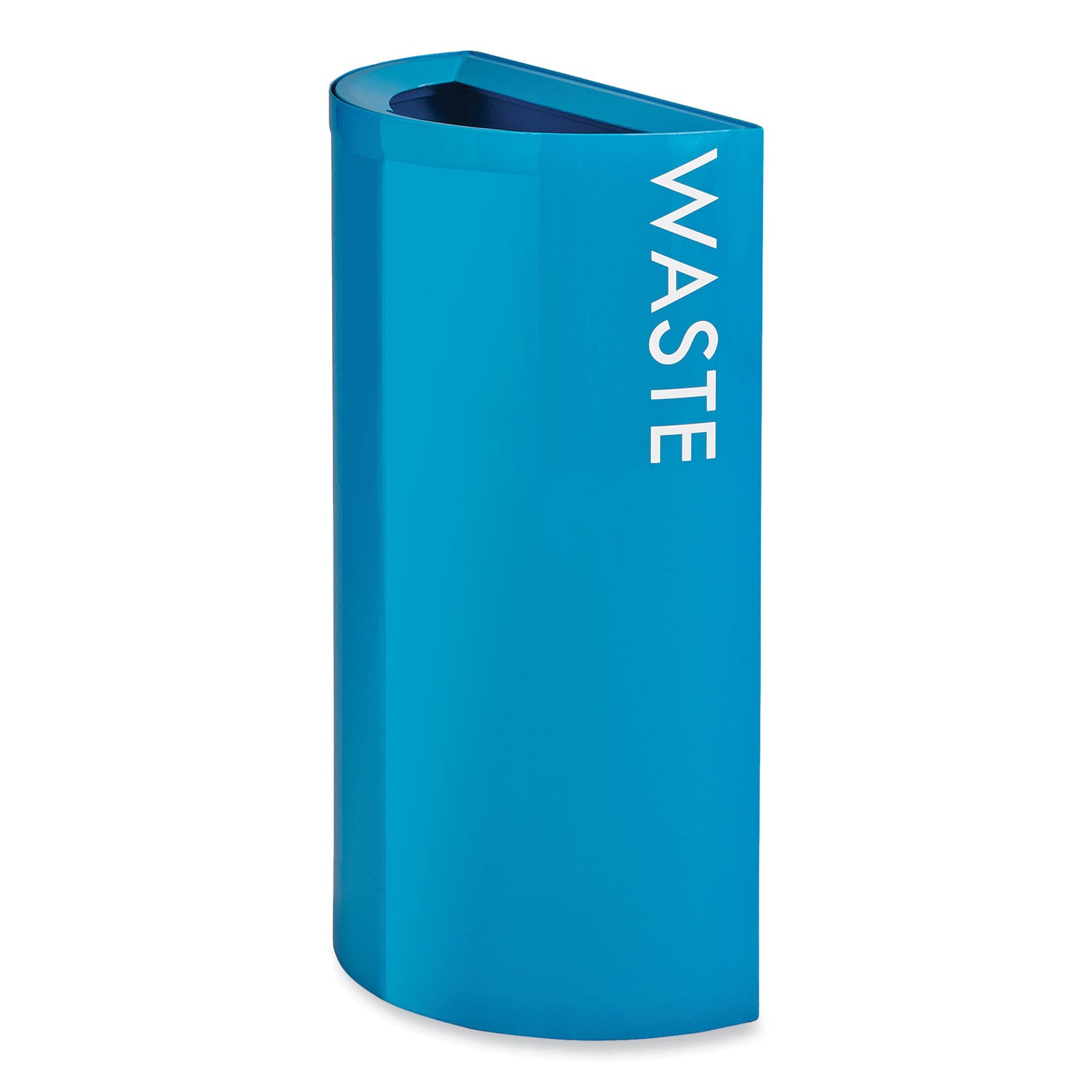 Mixx Recycling Center Half-Round Receptacle, 23 gal, Steel, Blue