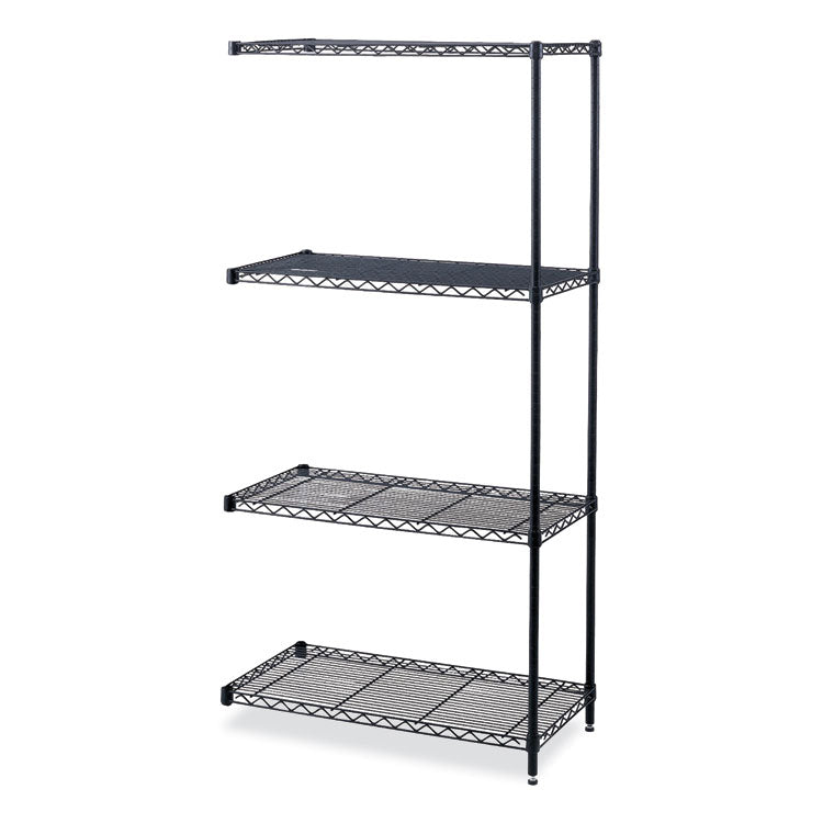 Industrial Add-On Unit, Four-Shelf, 36w x 18d x 72h, Steel, Black